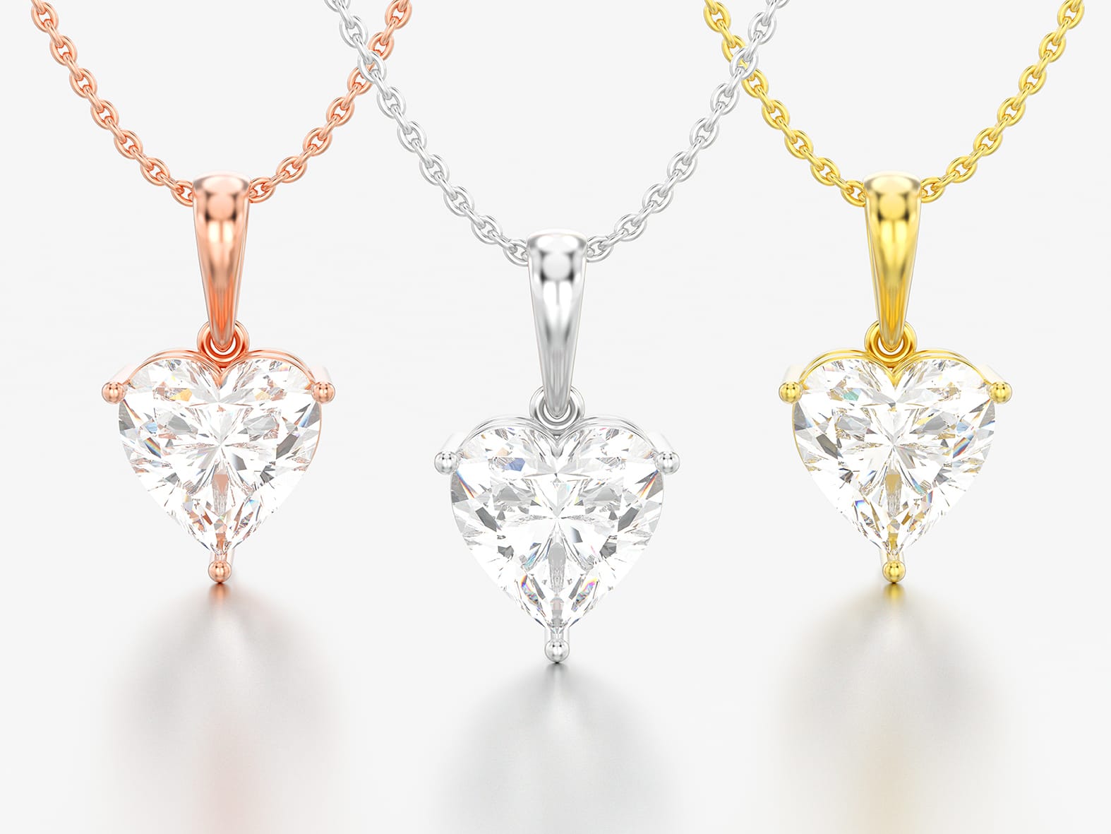 White, yellow and pink gold diamond pendant