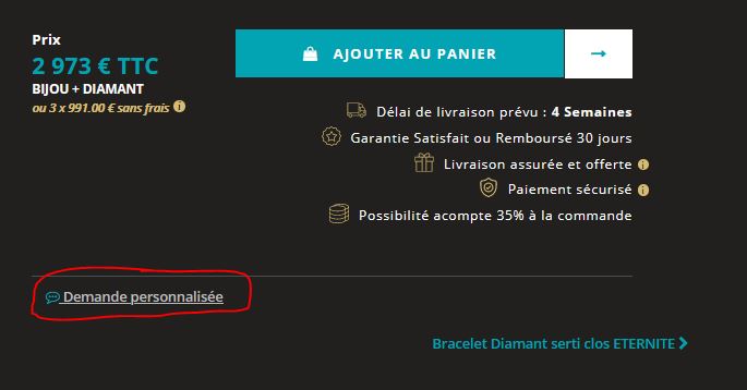 demande personnalisée bracelet