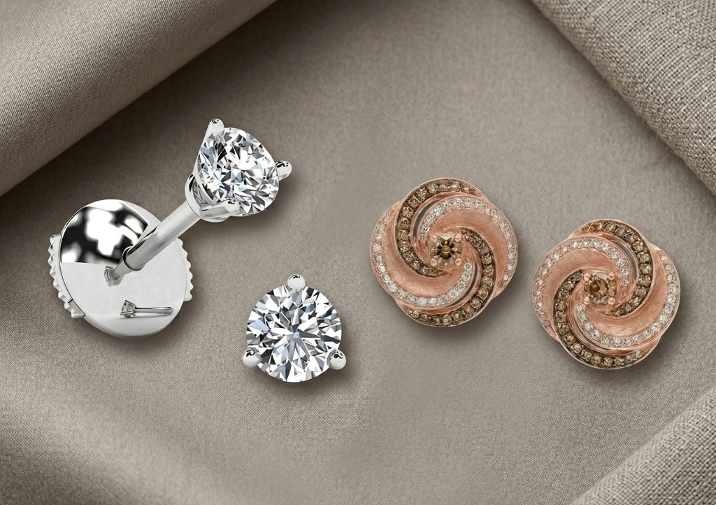 metal boucles oreilles diamant