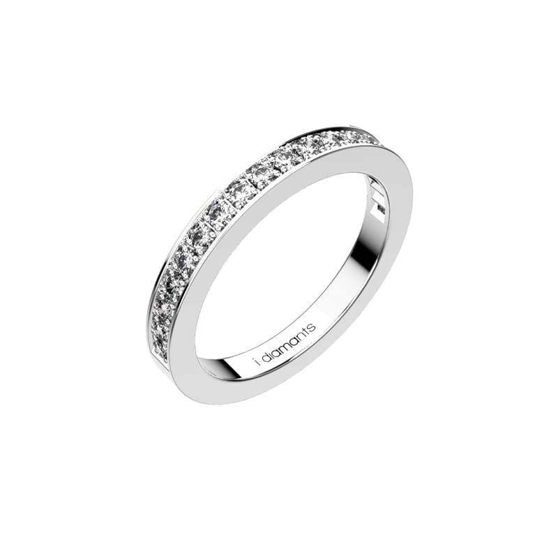 Diamond wedding ring with ribbon setting