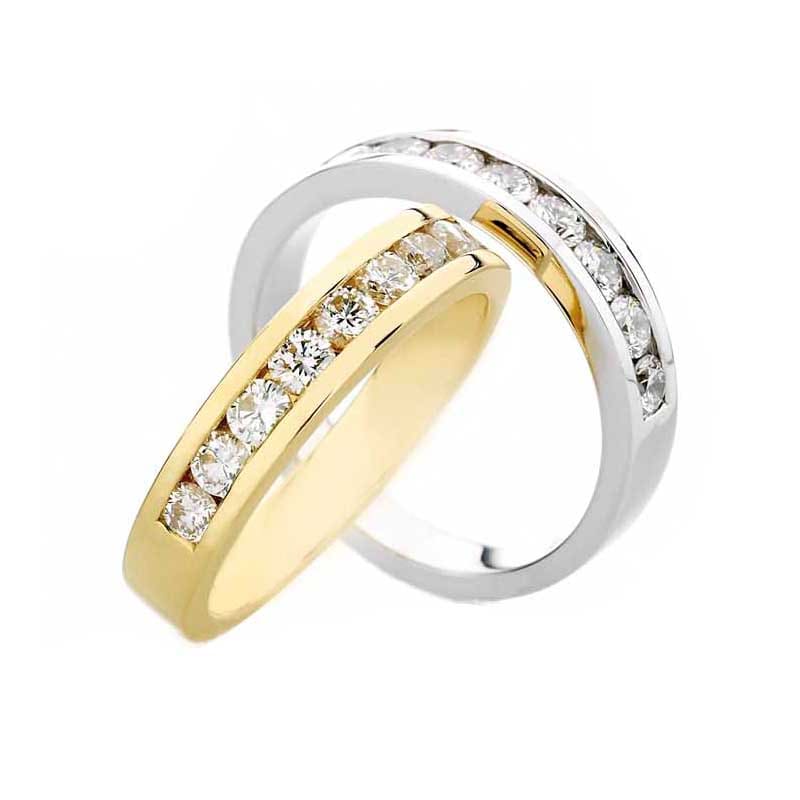 Diamond wedding ring with rail setting Nocea
