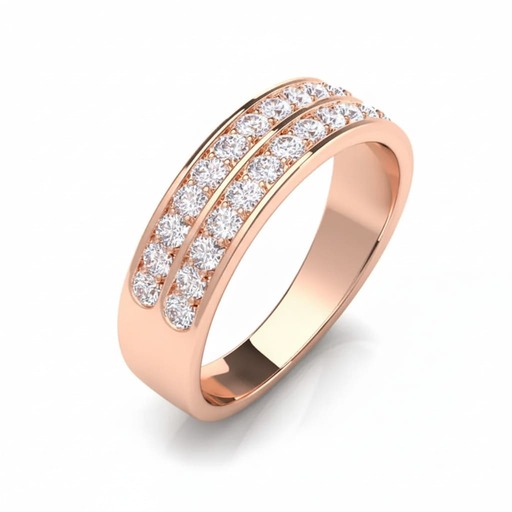 Alliance Demi-tour  Diamant Or Rose Double Rang Or Rose 18 carats (750/000)