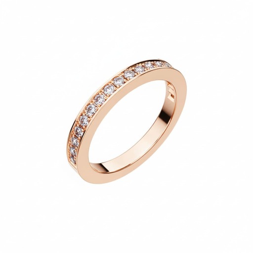 Wedding Band Half set   Diamond Pink Gold RUBAN  Pink Gold 18 carats (750/1000)