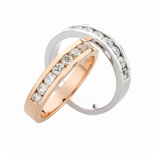 Alliance Demi-tour  Diamant Or Rose serti rail NOCES  Or Rose 18 carats (750/000)