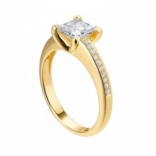 Bague  Classique   Diamant Or Jaune PRINCESSE ROYALE avec pavage Or Jaune 18 carats (750/000)
