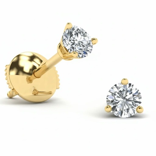 Earrings Classics  Diamond Yellow Gold 3 CLAWS PREMIUM Yellow Gold 18 carats (750/1000)