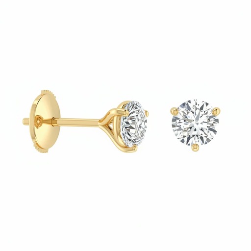 Earrings Classics  Diamond Yellow Gold 3 CLAWS Yellow Gold 18 carats (750/1000)