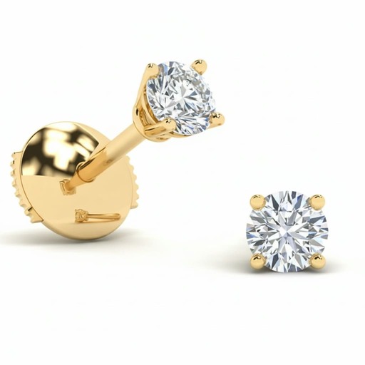 Earrings Classics  Diamond Yellow Gold 4 CLAWS PREMIUM Yellow Gold 18 carats (750/1000)