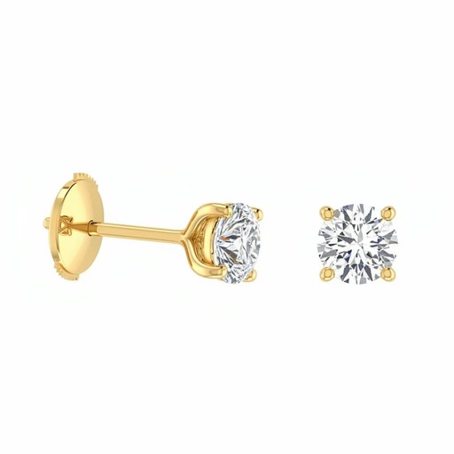 Earrings Classics  Diamond Yellow Gold 4 CLAWS Yellow Gold 18 carats (750/1000)