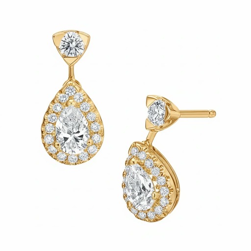 Earrings Classics  Diamond Yellow Gold Micro-paved PEAR Yellow Gold 18 carats (750/1000)