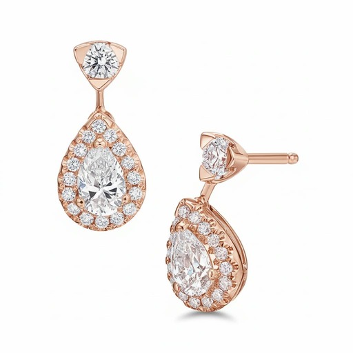 Earrings Classics  Diamond Pink Gold Micro-paved PEAR Pink Gold 18 carats (750/1000)