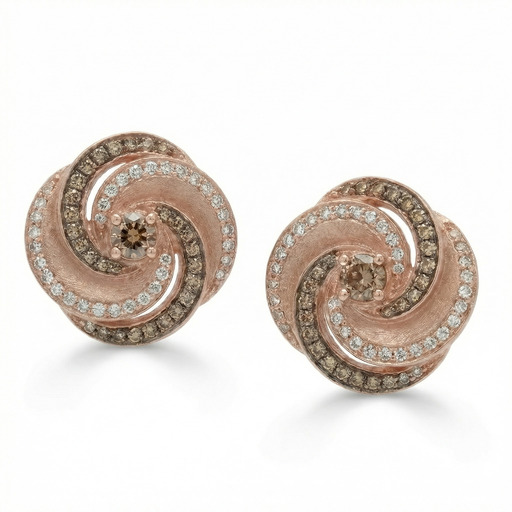 Boucles d'Oreilles  Créateurs  Diamant Or Rose Rose des Sables Or Rose 18 carats (750/000)