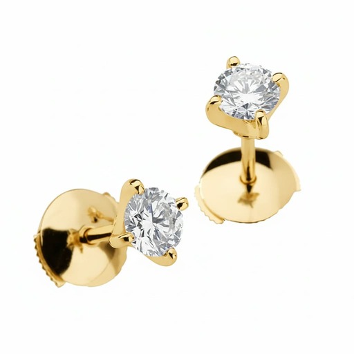 Earrings Classics  Diamond Yellow Gold 4 CLAWS CRADLE Yellow Gold 18 carats (750/1000)