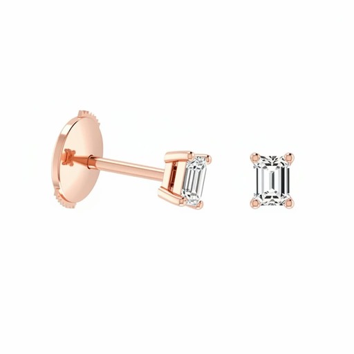 Earrings Classics  Diamond Pink Gold EMERALD cut  Pink Gold 18 carats (750/1000)