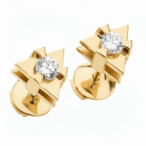 Earrings Designer  Diamond Yellow Gold LOVE TRIANGLE by Sandro  Yellow Gold 18 carats (750/1000)