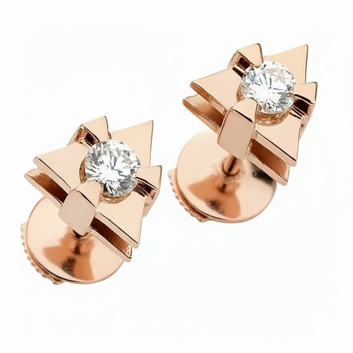 Earrings Designer  Diamond Pink Gold LOVE TRIANGLE by Sandro  Pink Gold 18 carats (750/1000)