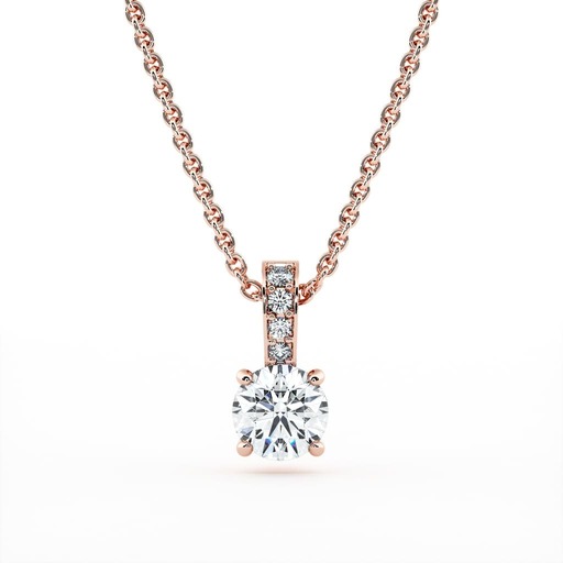 Pendentif Classique   Diamant Or Rose Belière pavée de diamants Or Rose 18 carats (750/000)