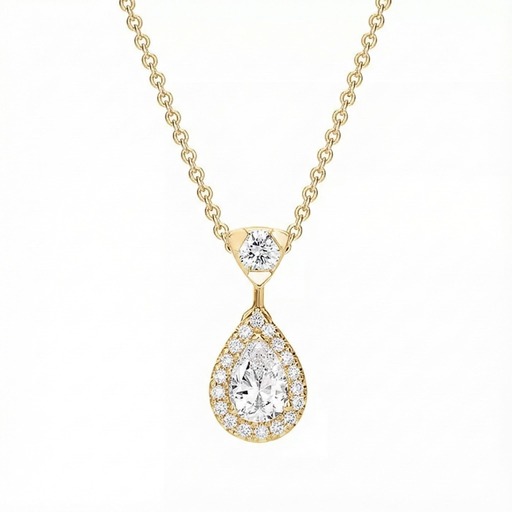 Pendentif Classique   Diamant Or Jaune entourage, POIRE Or Jaune 18 carats (750/000)
