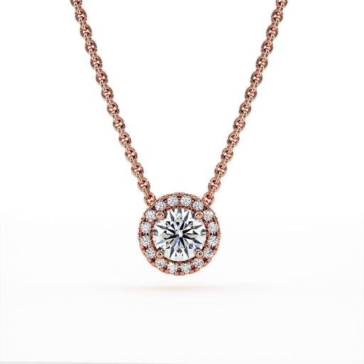 Pendentif Classique   Diamant Or Rose pavé Brillant rond Or Rose 18 carats (750/000)