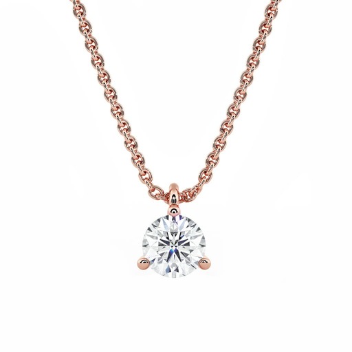 Pendant & Necklace Classics  Diamond Pink Gold 3 CLAWS B Pink Gold 18 carats (750/1000)