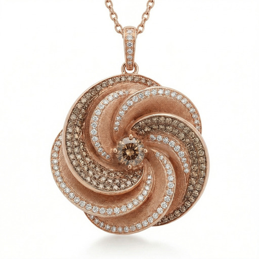 Pendentif Créateurs  Diamant Or Rose Rose des Sables Or Rose 18 carats (750/000)