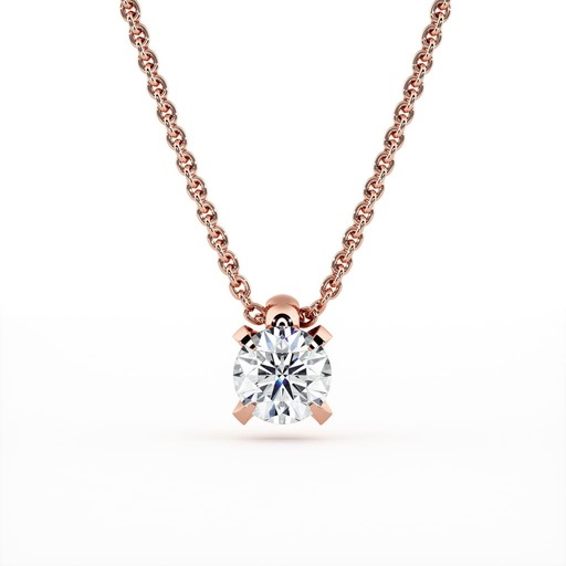 Pendentif Classique   Diamant Or Rose serti griffes BERCEAU  Or Rose 18 carats (750/000)