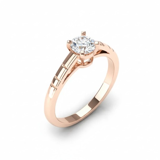Engagement ring Classics  Diamond Pink Gold Some-day (one-Night) 4-Claws and Hyphens Pink Gold 18 carats (750/1000)