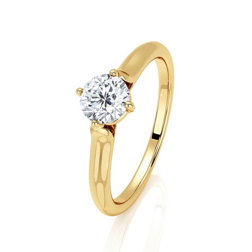 Engagement ring Classics  Diamond Yellow Gold 4 claws cross ring Yellow Gold 18 carats (750/1000)