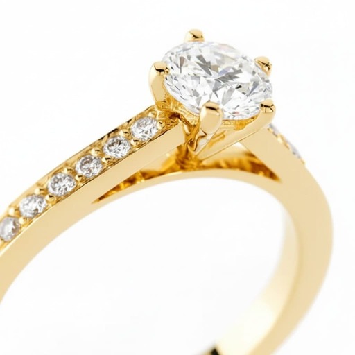 Engagement ring Paved   Diamond Yellow Gold SOLITAIRE 5  + Yellow Gold 18 carats (750/1000)