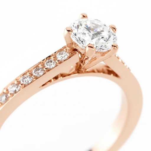 Engagement ring Paved   Diamond Pink Gold SOLITAIRE 5  + Pink Gold 18 carats (750/1000)