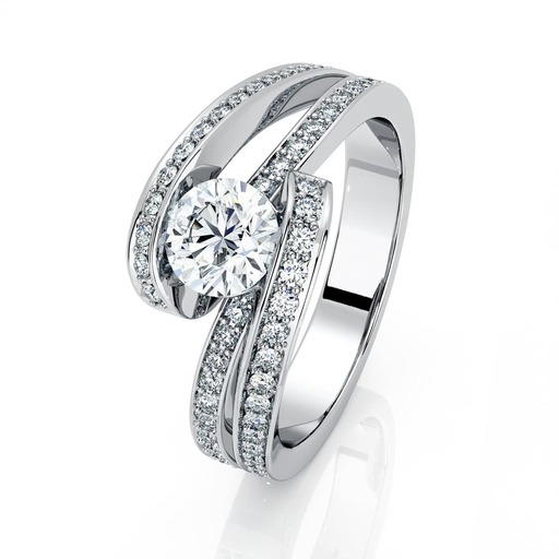 Bague  Classique   Diamant Or Rose CARESSE