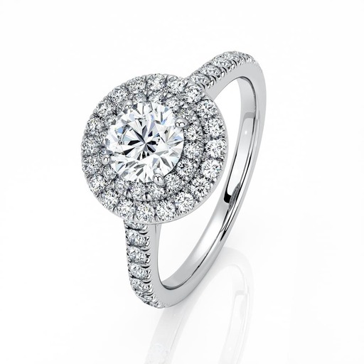 Bague  Classique   Diamant Or Rose Double Entourage