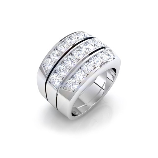 Alliance Demi-tour  Diamant Or Blanc Triple rang