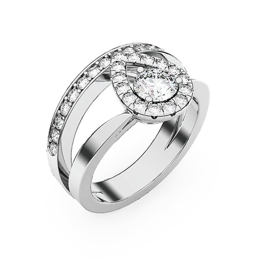 Bague  Classique   Diamant Or Blanc palladié palladié 18 carats (750/000) L'UN POUR L'AUTRE