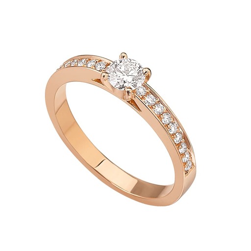 Bague Classique Diamant or Or Rose