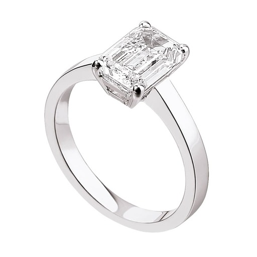 Ring Classics  Diamond White Gold with palladium  with palladium   18 carats (750/1000) EMERALD cut 