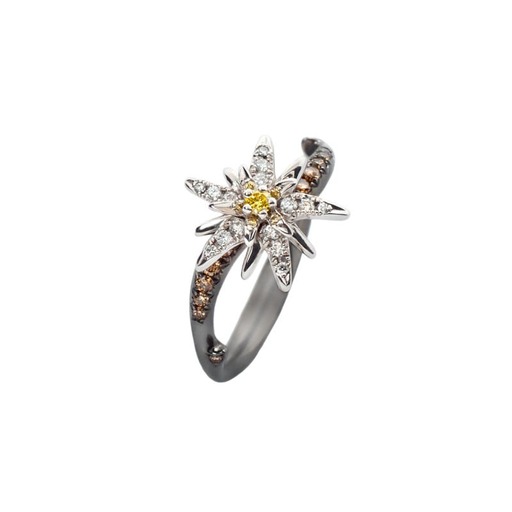 Ring Designer jewellery  Diamond White Gold with palladium  with palladium   18 carats (750/1000) Terre d'Edelweiss