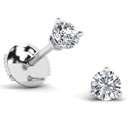 Boucles d'Oreilles  Classique   Diamant Or Blanc 3 GRIFFES PREMIUM