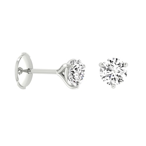 Boucles d'Oreilles  Classique   Diamant Or Blanc 3 GRIFFES