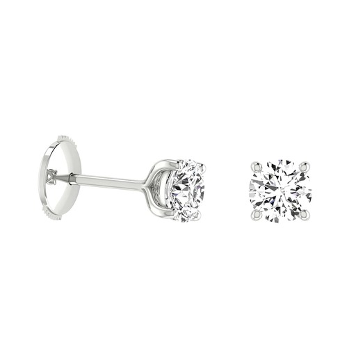 Boucles d'Oreilles  Classique   Diamant Or Blanc 4 GRIFFES