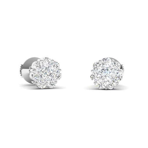 Boucles d'Oreilles  Classique   Diamant Or Blanc BOUQUET DE DIAMANTS