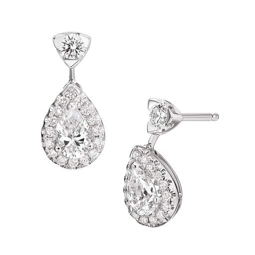 Boucles d'Oreilles  Classique   Diamant Or Blanc Micro-pavées POIRE