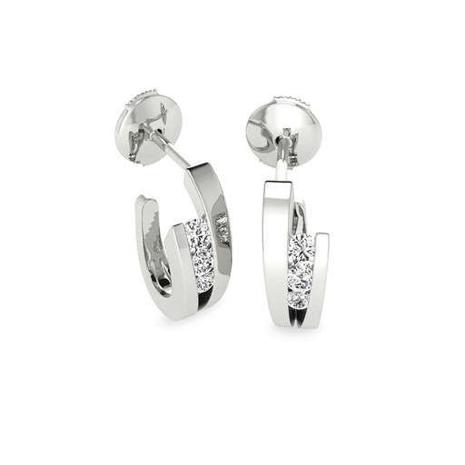 Boucles d'Oreilles  Classique   Diamant Or Blanc Point Virgule