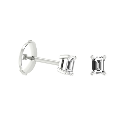 Boucles d'Oreilles  Classique   Diamant Or Blanc Taille Emeraude 