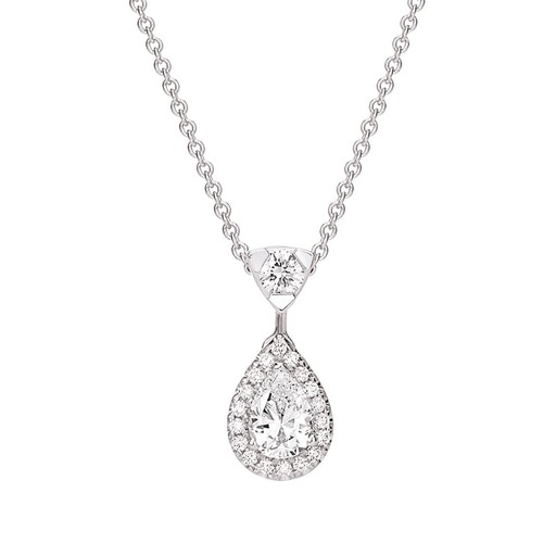 Pendentif Classique   Diamant Or Blanc palladié palladié 18 carats (750/000) entourage, POIRE