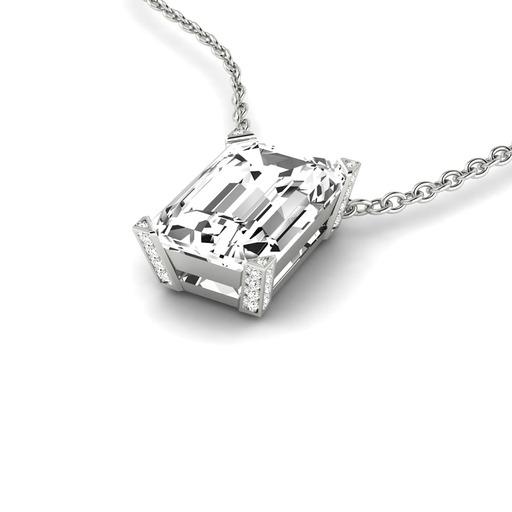 Pendentif Classique   Diamant Or Blanc palladié palladié 18 carats (750/000) taille EMERAUDE 