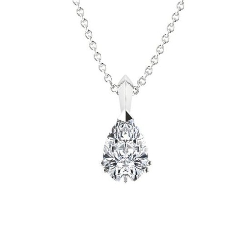 Pendentif Classique   Diamant Or Blanc palladié palladié 18 carats (750/000) taille POIRE 