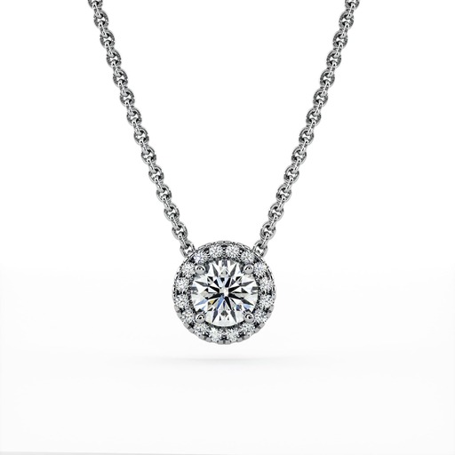 Pendant & Necklace Classics  Diamond Pink Gold Paved Round Brilliants