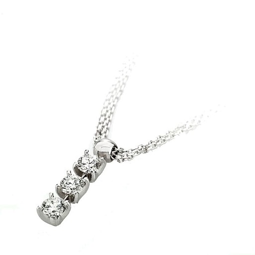 Pendant & Necklace Trilogy  Diamond White Gold with palladium  with palladium   18 carats (750/1000) TRILOGY 3