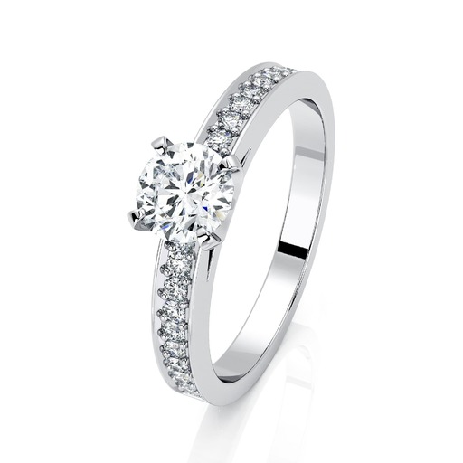 Solitaire  Classique avec pavage  Diamant or BERCEAU Pavé